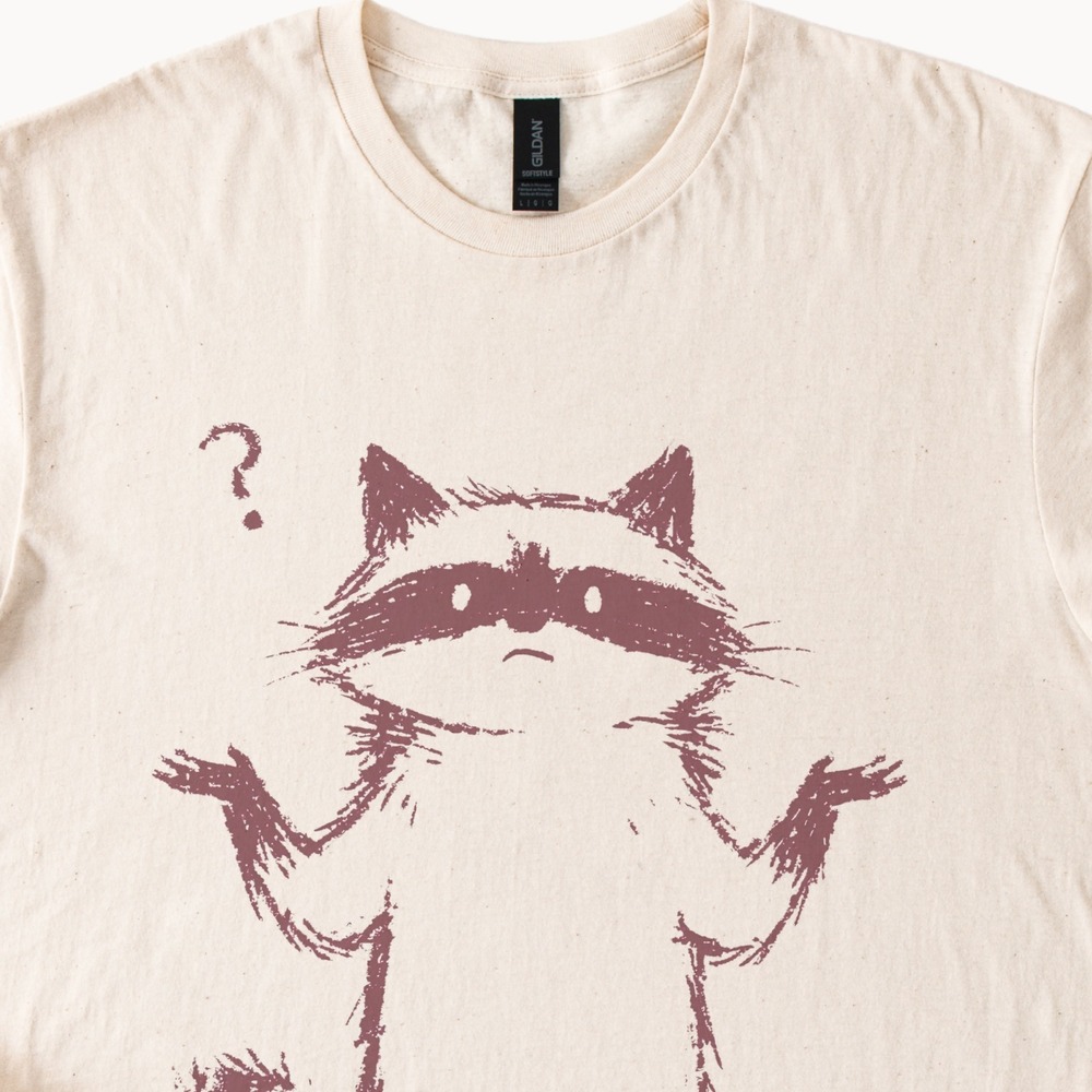 Curious Masked Cat Graphic Tee Sketch Art Whimsical Design